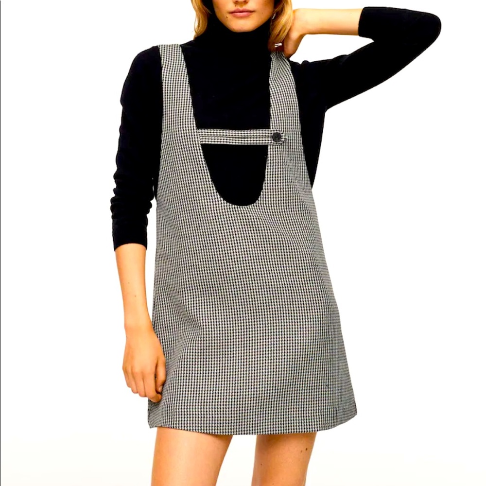 Mango white and black check jumper